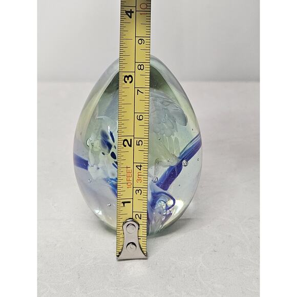 Vintage MSH Paperweight Signed 1986 Mount St Helen Ash Vines Art Glass Egg Shape - Picture 8 of 9